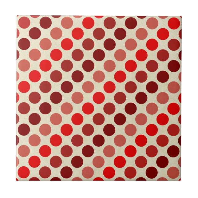 Shades of Red Polka Dots by Shirley Taylor Tile (Front)