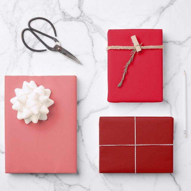 Shades of Red solid colour gift  Wrapping Paper Sheet (Front)