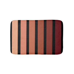 Shades Of Red Stripes On Black  Bath Mat