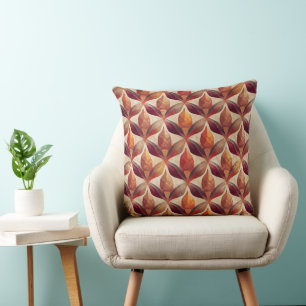 SHADES OF RED & TAN WATERCOLOR PATTERNS THROW PILLOW