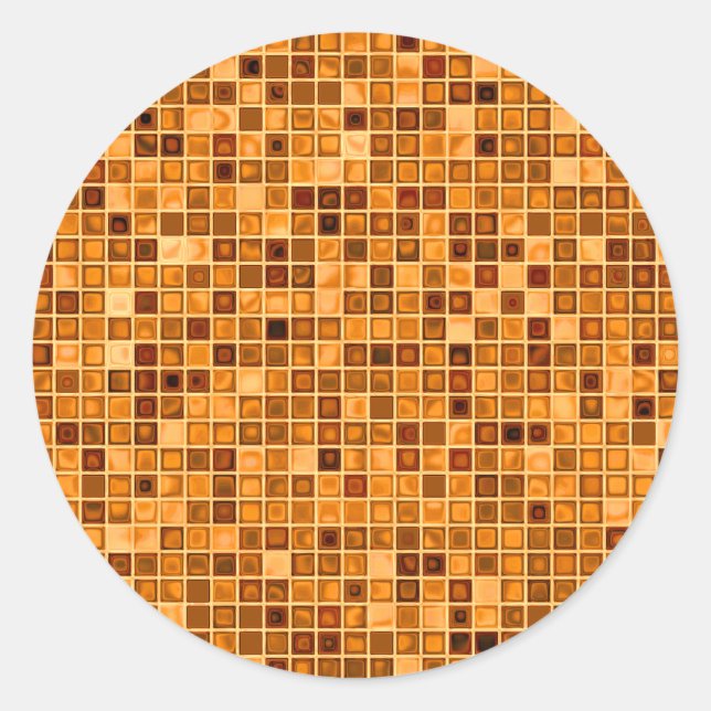 Shades Of Rust Orange 'Watery' Mosaic Tile Pattern Classic Round Sticker (Front)