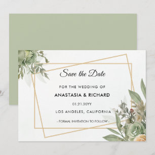 Shades of Sage Wedding Save The Date Card