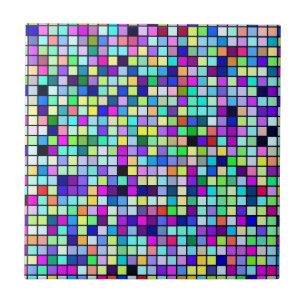 Shades Of Spring Multicolored Squares Pattern Tile