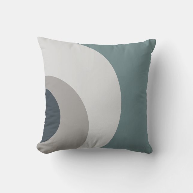 Shades of Teal and Grey Throw Pillow (Front)