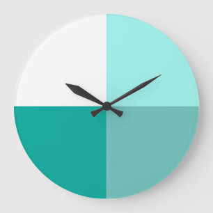 Shades of Teal Modern Art Colour-block Wall Clock
