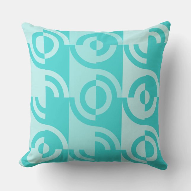 Shades Of Turquoise Circle Fragments Throw Pillow (Front)