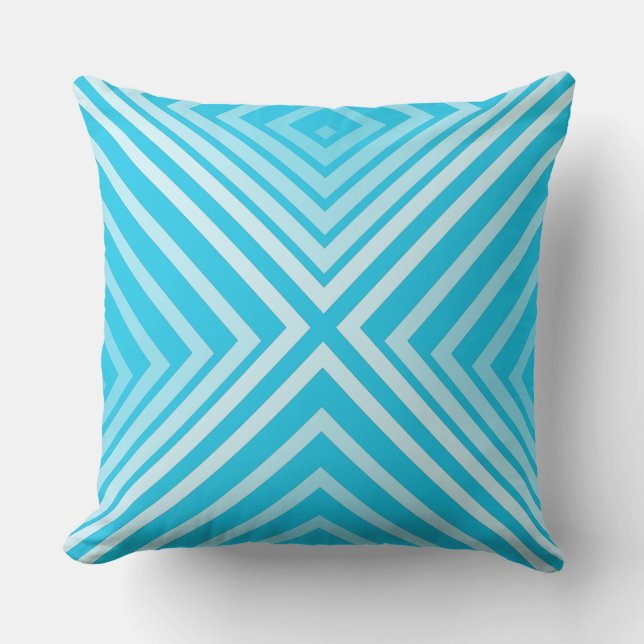 Shades of Turquoise Cornered Box Pattern - Pillow (Front)