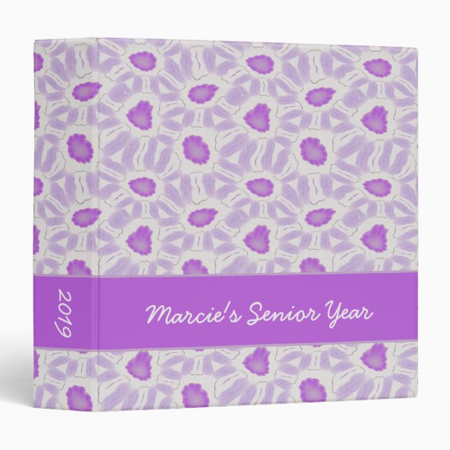 Shades of Violet Floral Retro Abstract Pattern Binder (Front/Spine)