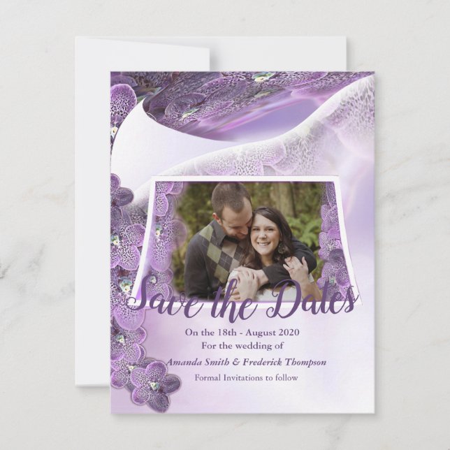Shades of Violet Purple Orchids Save The Date (Front)