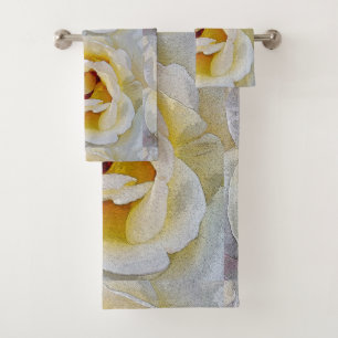 shades of white to yellow bath towel set