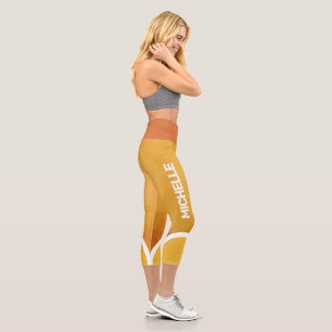 Shades of yellow and orange with name modern capri leggings