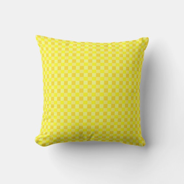 Shades of Yellow Checkered Throw Pillow (Front)