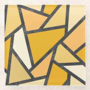 Shades of yellow stained glass pattern coaster