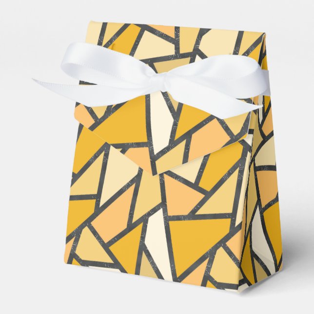 Shades of yellow stained glass pattern favor box (Front Side)