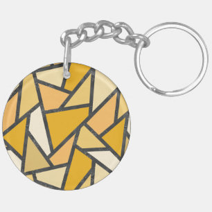 Shades of yellow stained glass pattern keychain