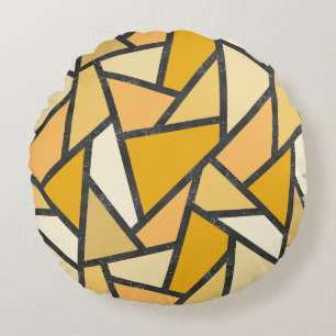 Shades of yellow stained glass pattern round pillow