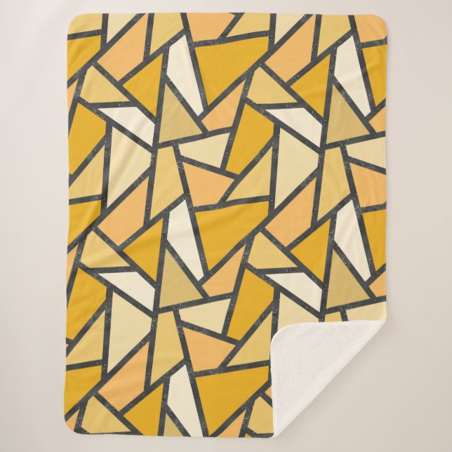Shades of yellow stained glass pattern sherpa blanket (Front)