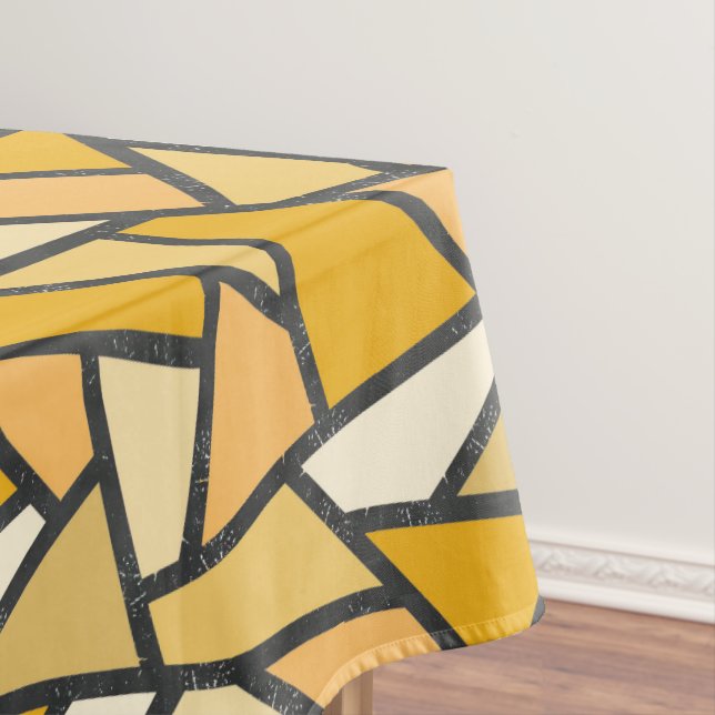 Shades of yellow stained glass pattern tablecloth (In Situ)