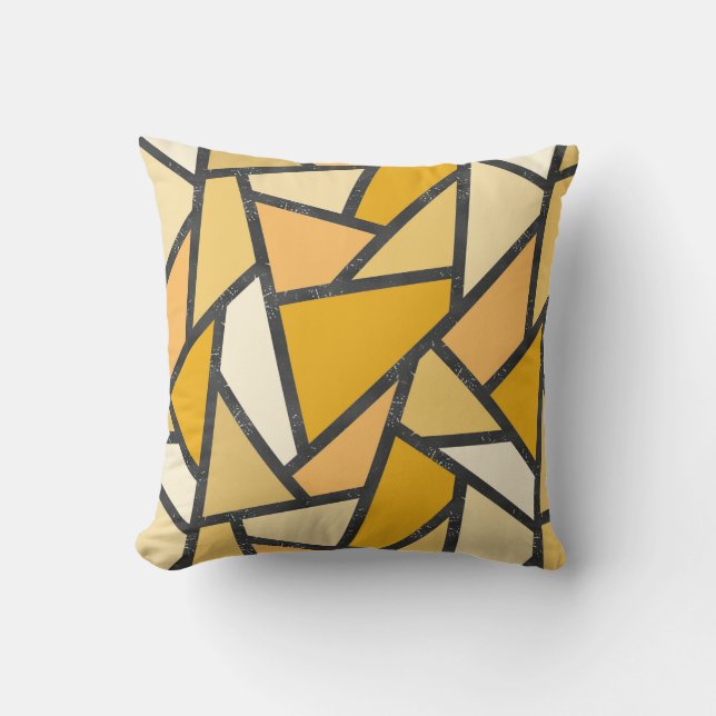 Shades of yellow stained glass pattern throw pillow (Front)