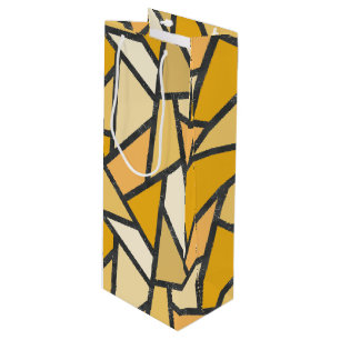 Shades of yellow stained glass pattern wine gift bag