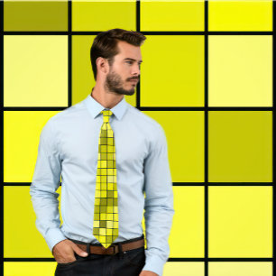 Shades of Yellow Tile Design Tie (Black Outlines)