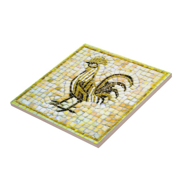Shades of Yellow, White and Black Mosaic Chicken Tile (Side)