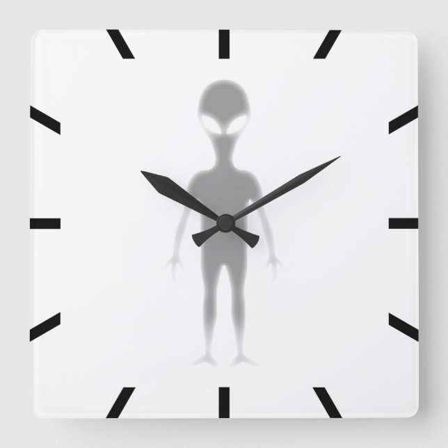 Shadow Alien Customizable printed background colou Square Wall Clock (Front)