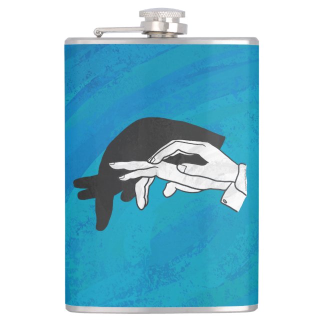 Shadow Anteater On Blue Hip Flask (Front)