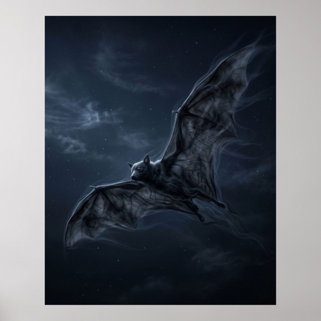 Shadow Bat Moonlit Cavern Poster (Front)