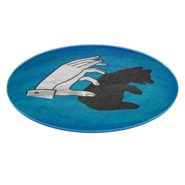 Shadow Bear Cub On Blue Cutting Board (Corner)