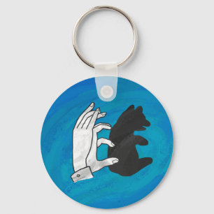 Shadow Bear Cub On Blue Keychain
