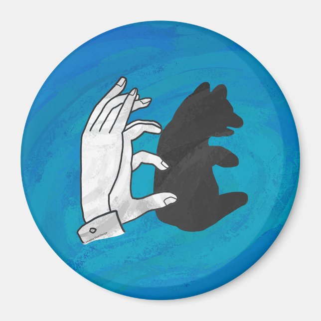 Shadow Bear Cub On Blue Magnet (Front)