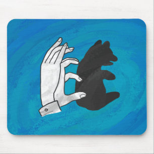 Shadow Bear Cub On Blue Mouse Pad