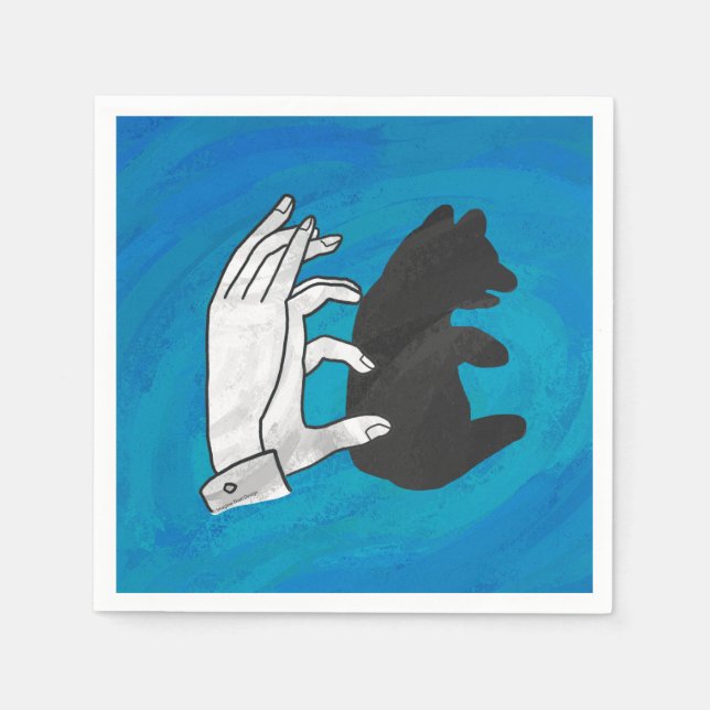 Shadow Bear Cub On Blue Napkin (Front)