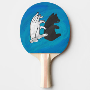 Shadow Bear Cub On Blue Ping Pong Paddle