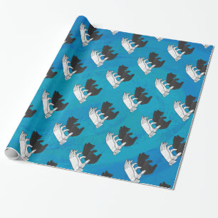 Shadow Bear Cub On Blue Wrapping Paper