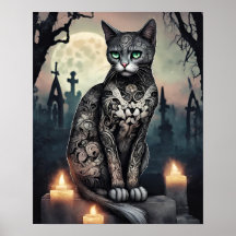 "Shadow" Black, Day of the Dead Cat Poster
