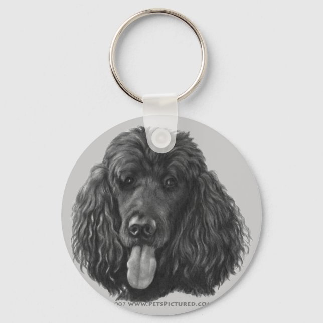 Shadow, Black Standard Poodle Keychain (Front)