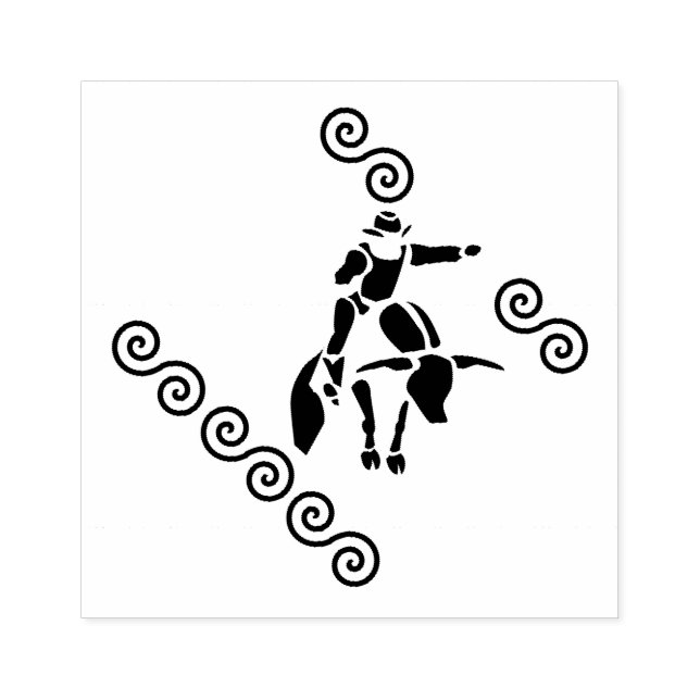 Shadow Cut Out of a Bull Rider Rubber Stamp (Imprint)