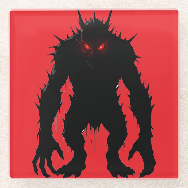 Shadow Demon Monster Red Eyes Horror gift Glass Coaster (Front)