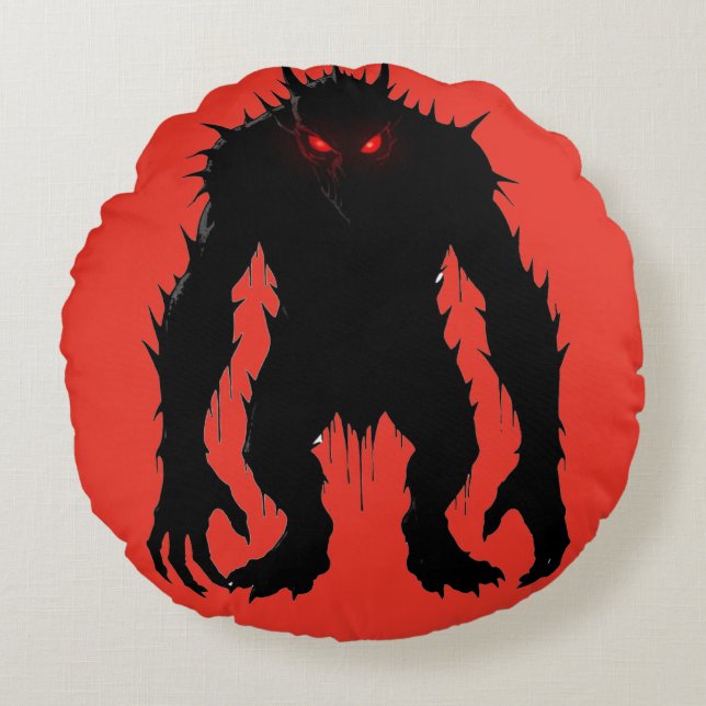 Shadow Demon Monster Red Eyes Horror gift Round Pillow (Front)