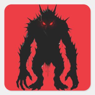 Shadow Demon Monster Red Eyes Horror gift Square Sticker