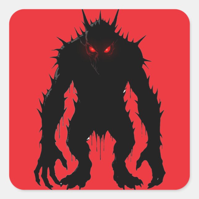 Shadow Demon Monster Red Eyes Horror gift Square Sticker (Front)