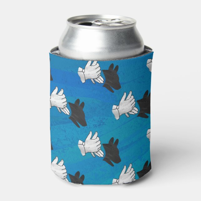 Shadow Dog on Blue Can Cooler (Can Front)