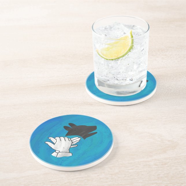 Shadow Dog On Blue Coaster (Side)