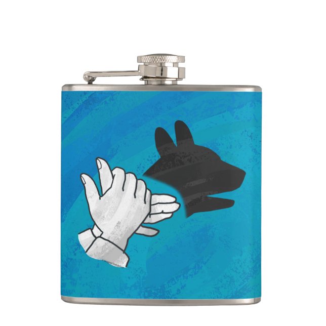Shadow Dog On Blue Hip Flask (Front)