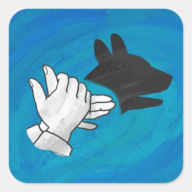 Shadow Dog On Blue Square Sticker (Front)
