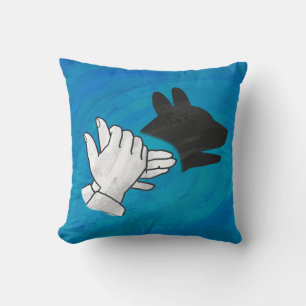 Shadow Dog On Blue Throw Pillow