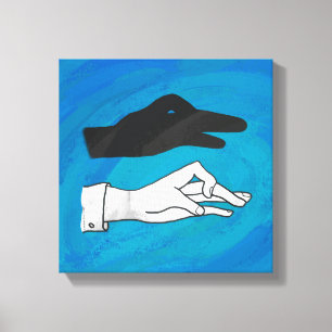 Shadow Duck On Blue Canvas Print