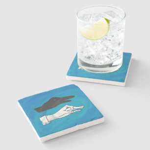 Shadow Duck On Blue Stone Coaster